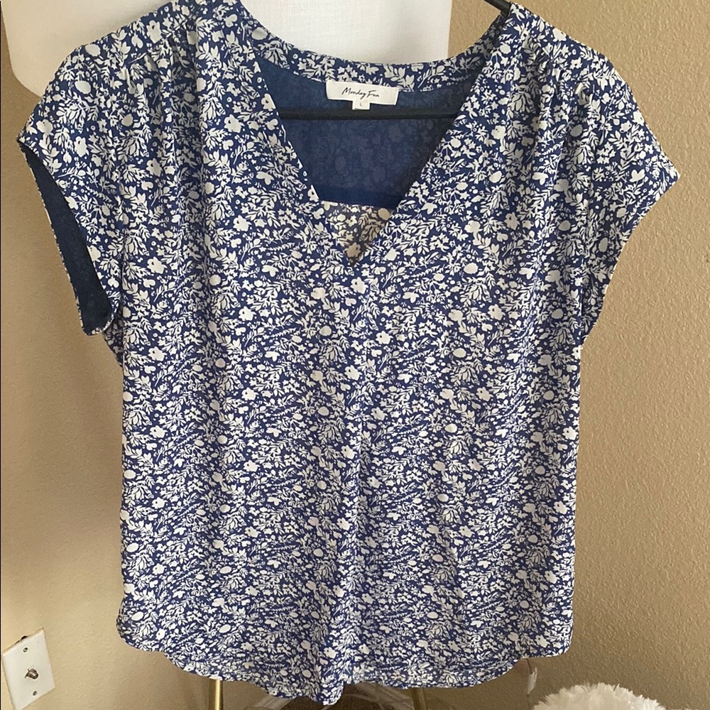 Navy Floral Women Top
